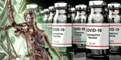 covid vaccine with lady justice