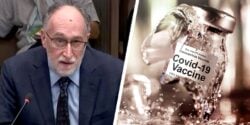 denis rancourt and covid vaccine bottle