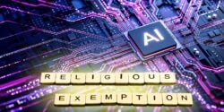 letters "AI" and words "religious exemption"