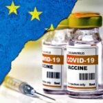 EU flag and covid vaccines