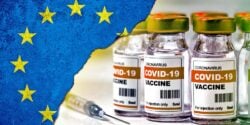 EU flag and covid vaccines