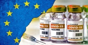 EU flag and covid vaccines