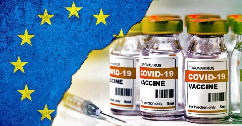 EU flag and covid vaccines