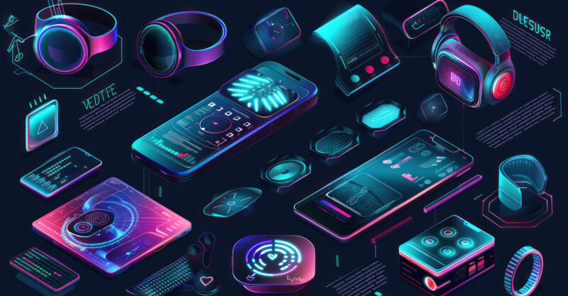 Vector illustration of smart devices infographics featuring trendy wearable electronics