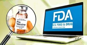 fda logo and flu vaccine bottle
