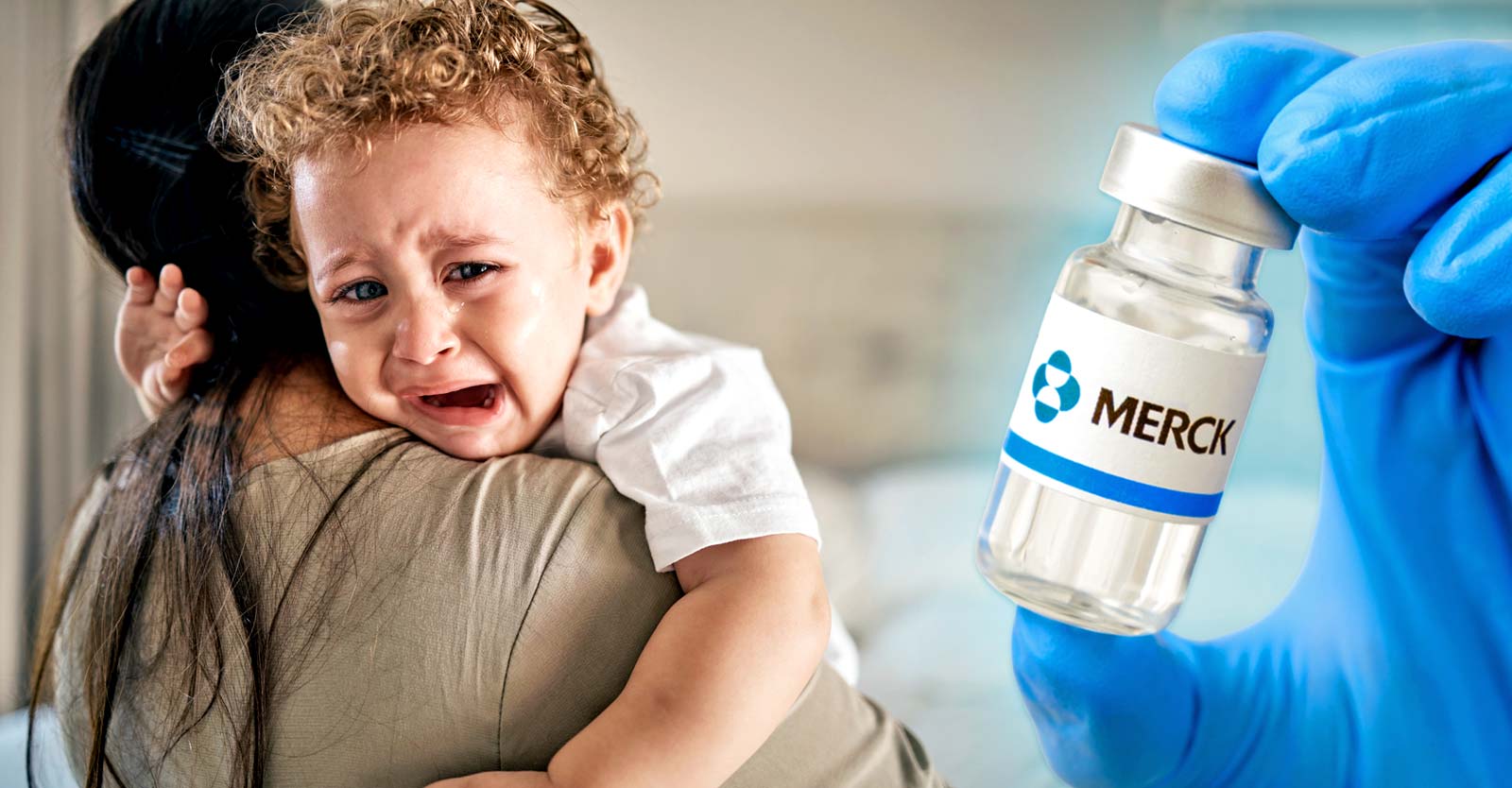 toddler and merck vaccine bottle