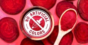 beets and words "no artificial colors"