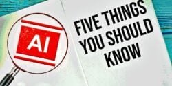 five things and a magnifying glass with AI