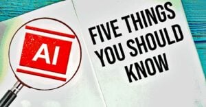 five things and a magnifying glass with AI