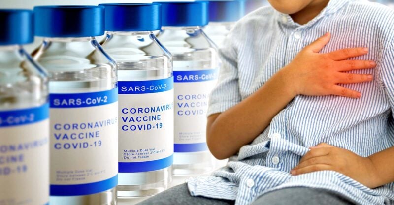 covid vaccines and boy holding heart