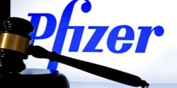 pfizer logo and gavel
