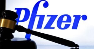 pfizer logo and gavel