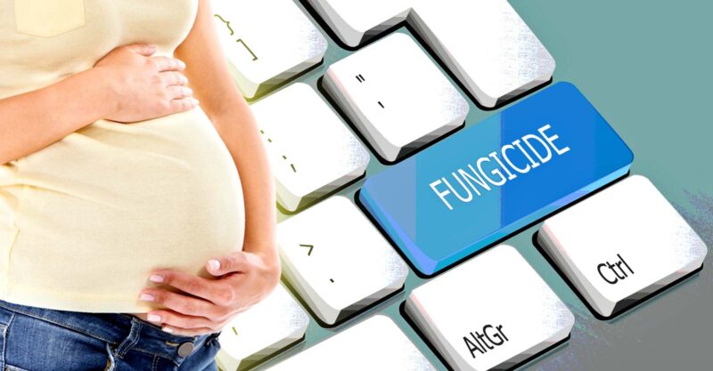 pregnant woman and word "fungicide"