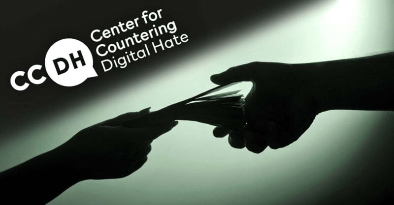 people exchanging money and CCDH logo