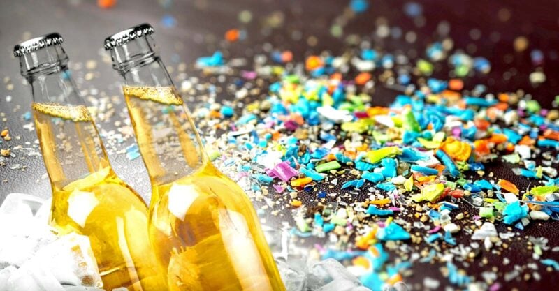drinks in glass bottles and microplastics