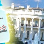 bottle of glyphosate and white house
