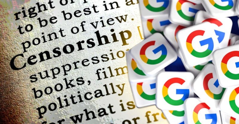 google logo and word "censorship"