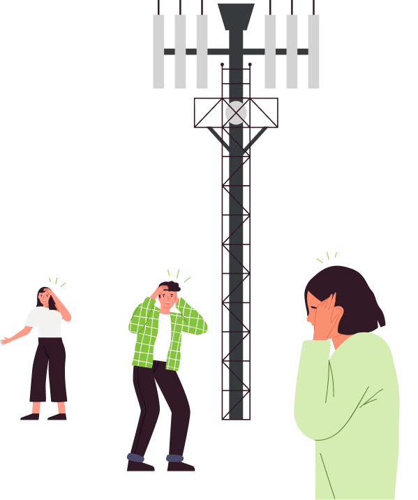Group being affected by cell radiation under a tower