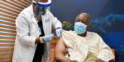 Baseball legend Hank Aaron, received the Moderna COVID vaccine on Jan. 5