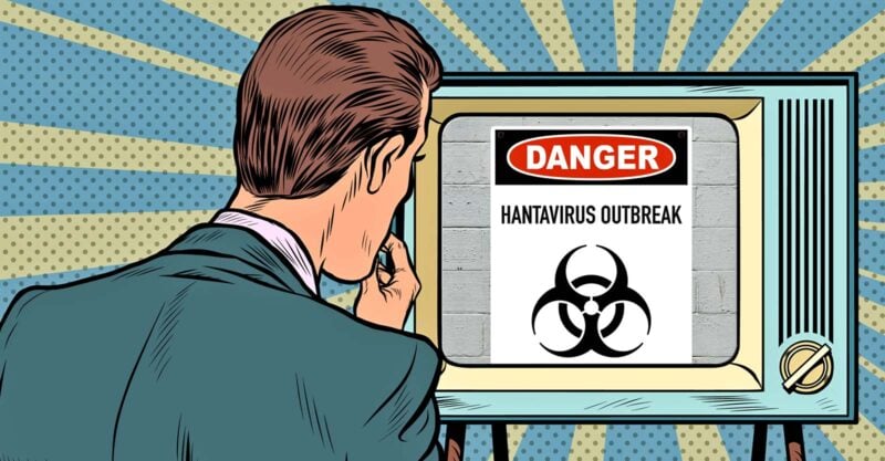 tv with words "danger hantavirus outbreak"