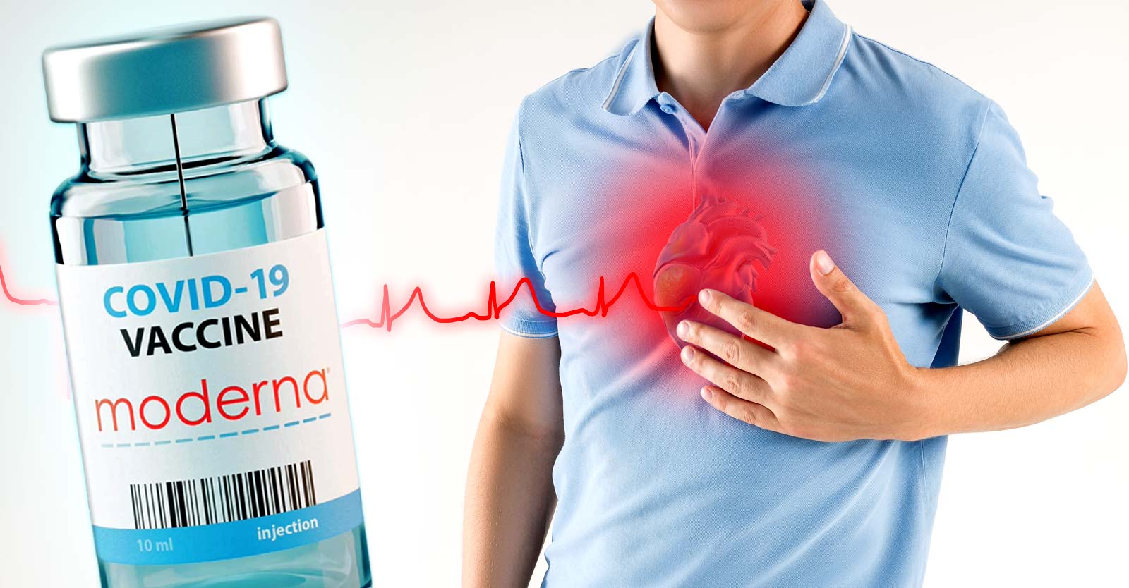 moderna covid vaccine and man holding heart