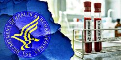 HHS logo and hantavirus samples