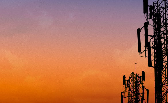 Cell Towers on Orange Background