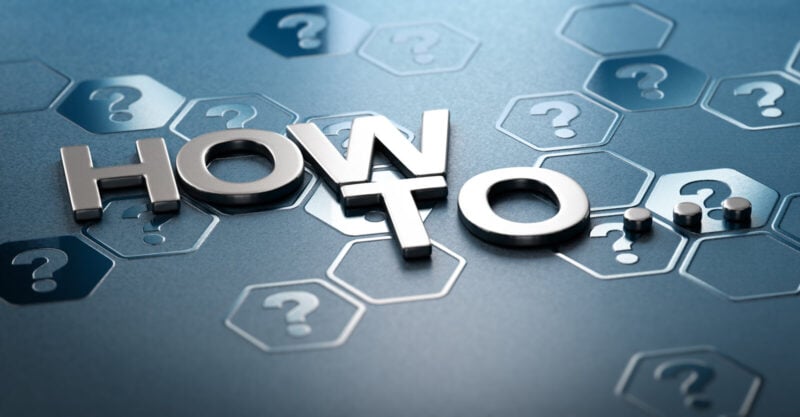 The words "HOW TO" surrounded by question marks