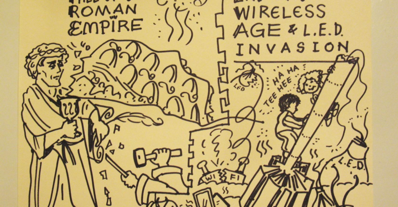 Drawing depicting an "end of wireless age."