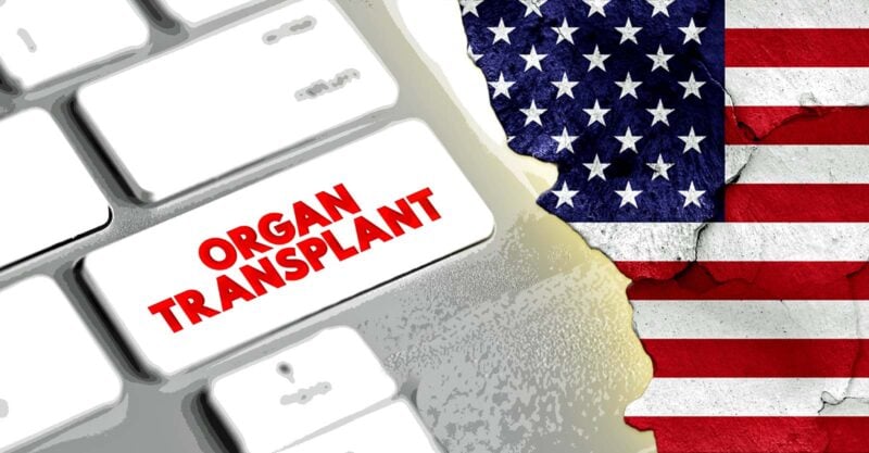 words "organ transplant" and u.s. flag
