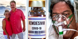 sharon and jeffrey smith and a bottle of remdesivir