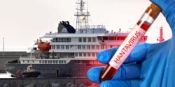 ship and test tube with word "hantavirus" on it