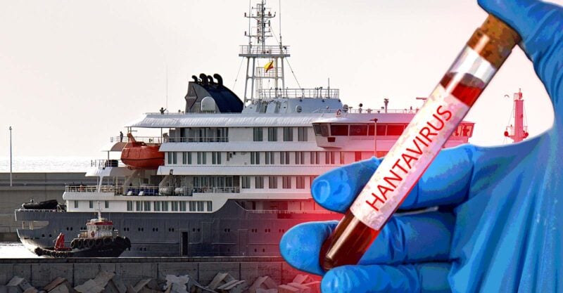 ship and test tube with word "hantavirus" on it