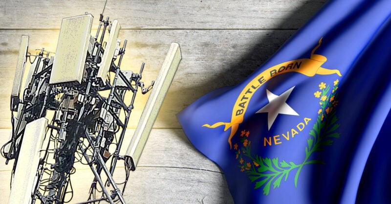 cell tower and Nevada flag