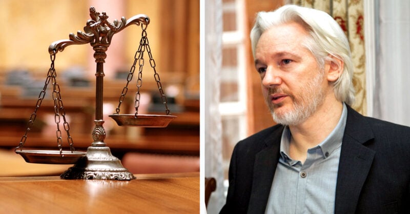 justice scales and julian assange