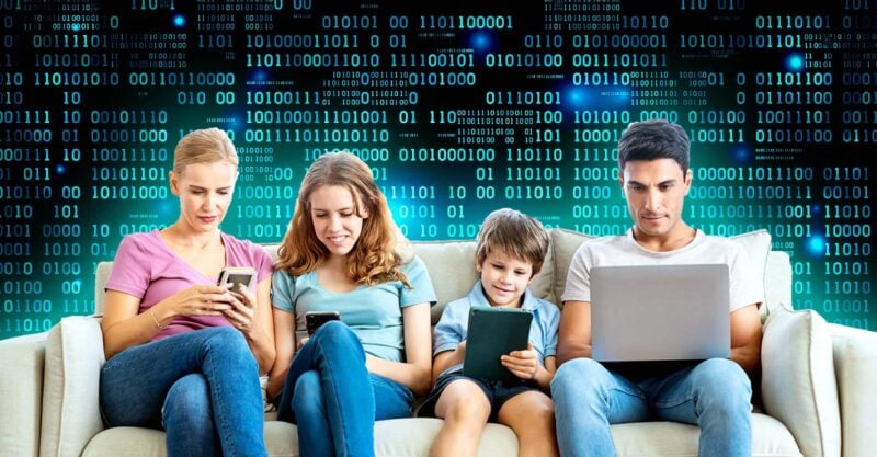 family on digital devices