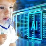 girl with nebulizer and letters "AI"