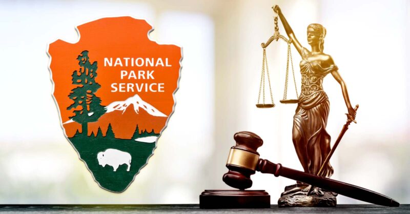 national park service sign and gavel
