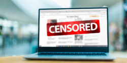 Laptop displaying the sign of censorship on the internet
