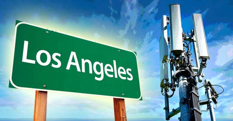 cell tower and words "los angeles"