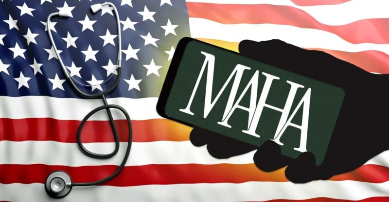 American flag and letters "MAHA"