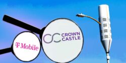 small cell tower, t-mobile logo and crown castle logo