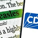 cdc logo and word "measles"