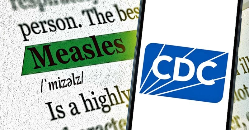 cdc logo and word "measles"