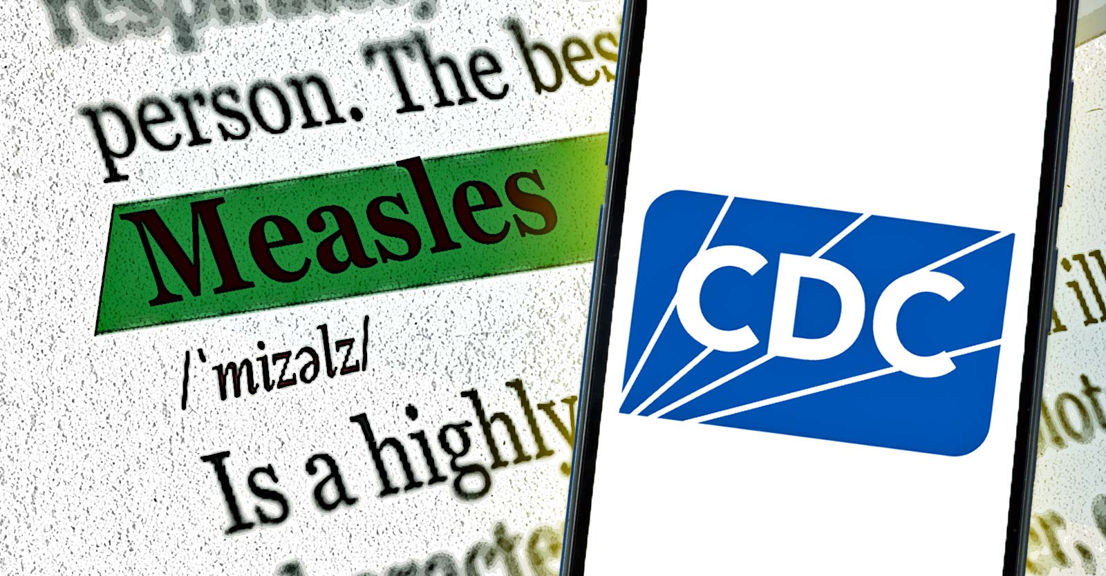 cdc logo and word "measles"