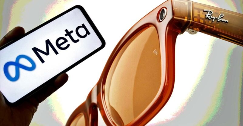 meta logo and ray ban glasses