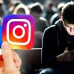 teen on phone and facebook and instagram logos
