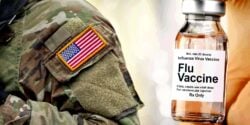 u.s. military uniform and flu vaccine bottle