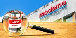 moderna building, mrna cancer vaccine bottle