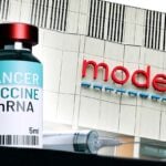 moderna building and cancer mrna vaccine bottle
